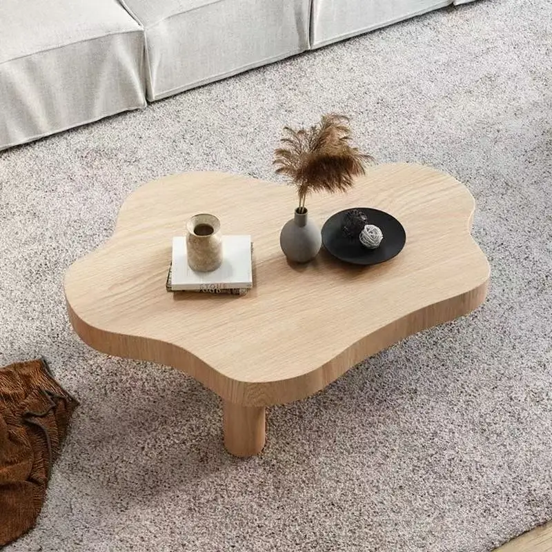 Simple and Modern Cream Tea Table and Creative Table for a Small-sized Solid Wood Home Living Room