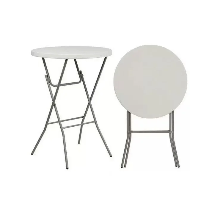 White pp Plastic Metal Frame Restaurant Camping Folding Table, Stackable Outdoor Folding Table