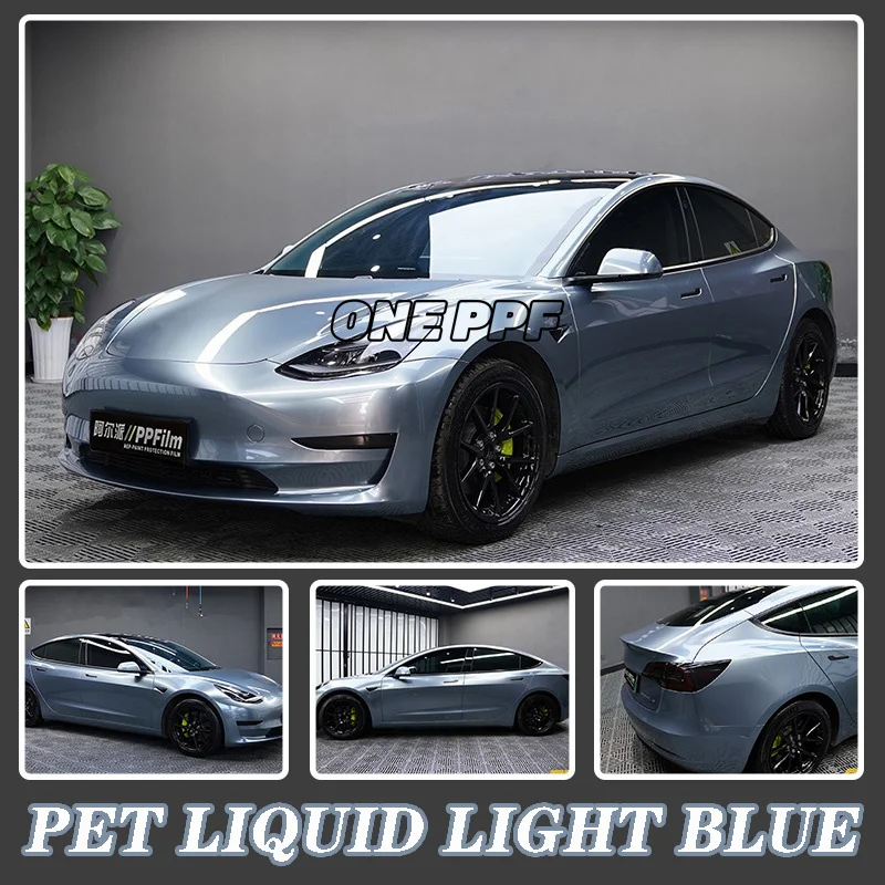 Light blue color DIY Car Body Films Vinyl Car Wrap Sticker Decal Air Release Film 1.52x18M