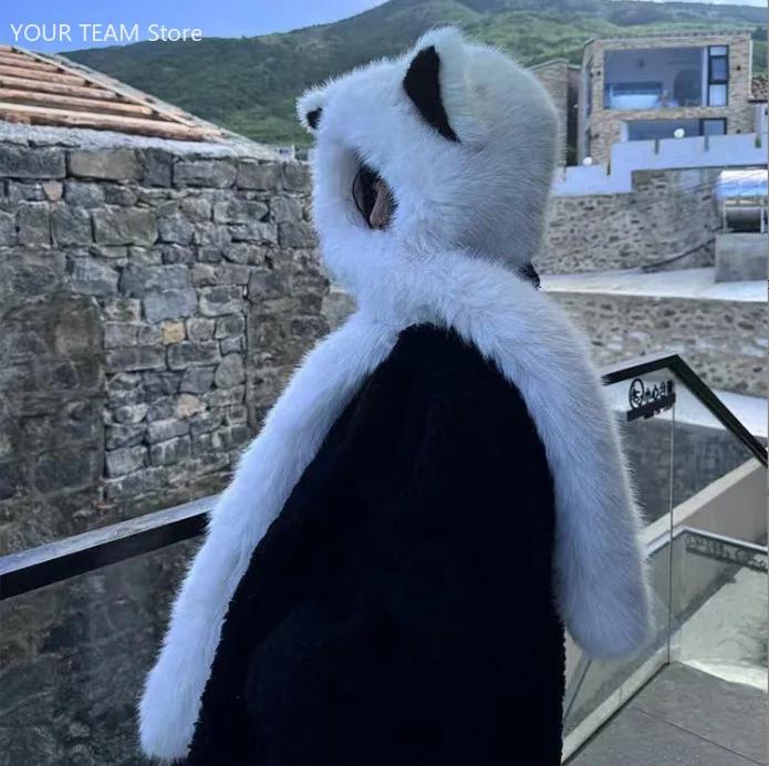 ชุดหมวกและผ้าพันคอขนเฟอร์เทียมหนานุ่มสำหรับฤดูหนาวสำหรับผู้หญิง ดีไซน์หูจิ้งจอก น่ารักและทันสมัย ป้องกันความหนาวเย็น ช่วยให้ใบหน้าดูเรียว