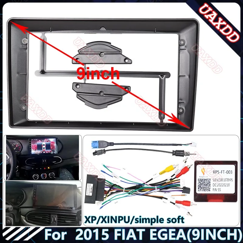 For 2015 FIAT EGEA 9inch Car dvd cd mp5 Radio Android stereo screens accessories navigation dashboard Harness cable frame canbus