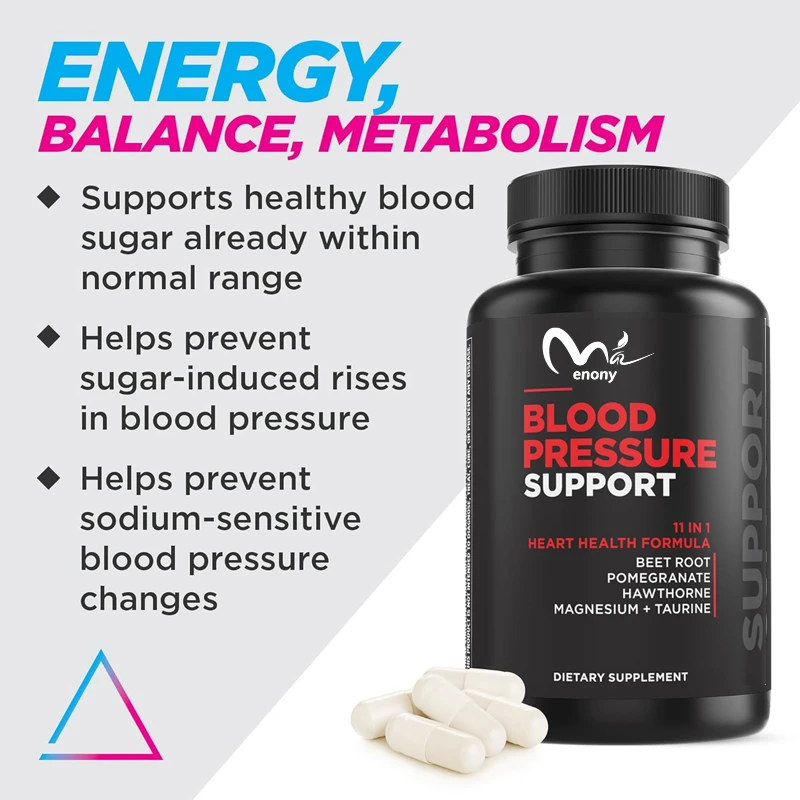 60 vegetarian capsules - blood pressure supplement containing beetroot, pomegranate, and hawthorn - vegetarian and non GMO