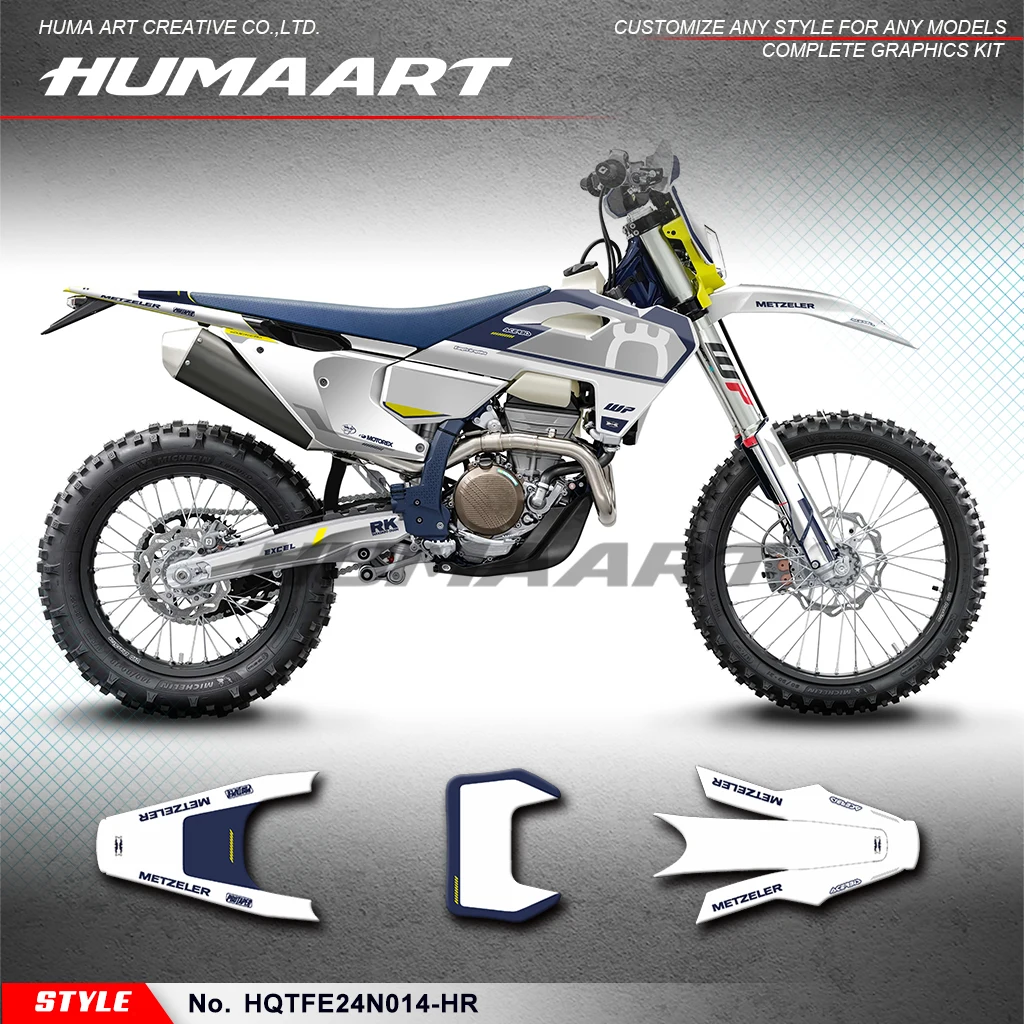 

HUMAART Motocross Vinyl Graphics Motorcycle Graphics for Husqvarna TE FE 150 250 300 350 450 501 2024, Style No.HQTFE24N014-HR
