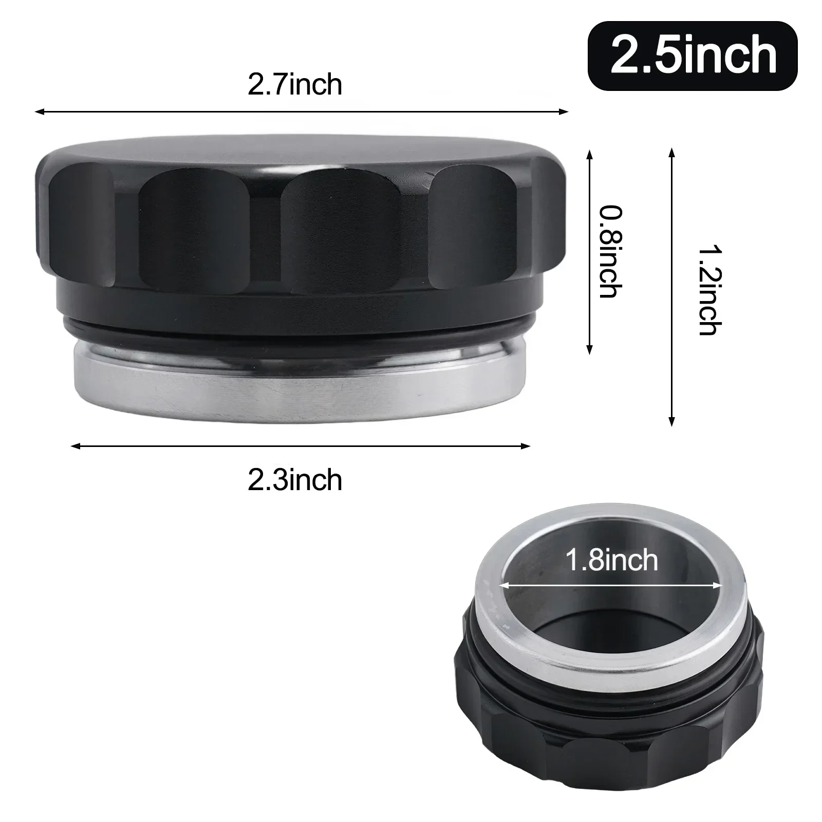 

1pc Aluminium Weld On Filler Neck & Cap Oil Fuel Water Tank Black Coolant Reservoir Cap Scalloped Design 1 Inch/2 Inch/2.5 Inch