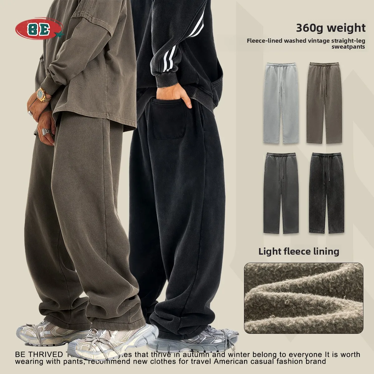 

Men's Autumn Winter Fce Lined Knitted Casual Straight Leg Pants Waed Look Faionable Ci Sle Long Cotton Trousers