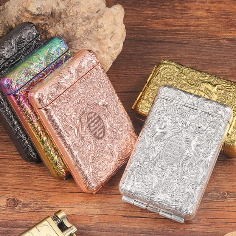

14-Cigarette Capacity Retro Carved Metal Case: Luxurious Pocket Tobacco Storage Holder – High-End Smoking Accessories