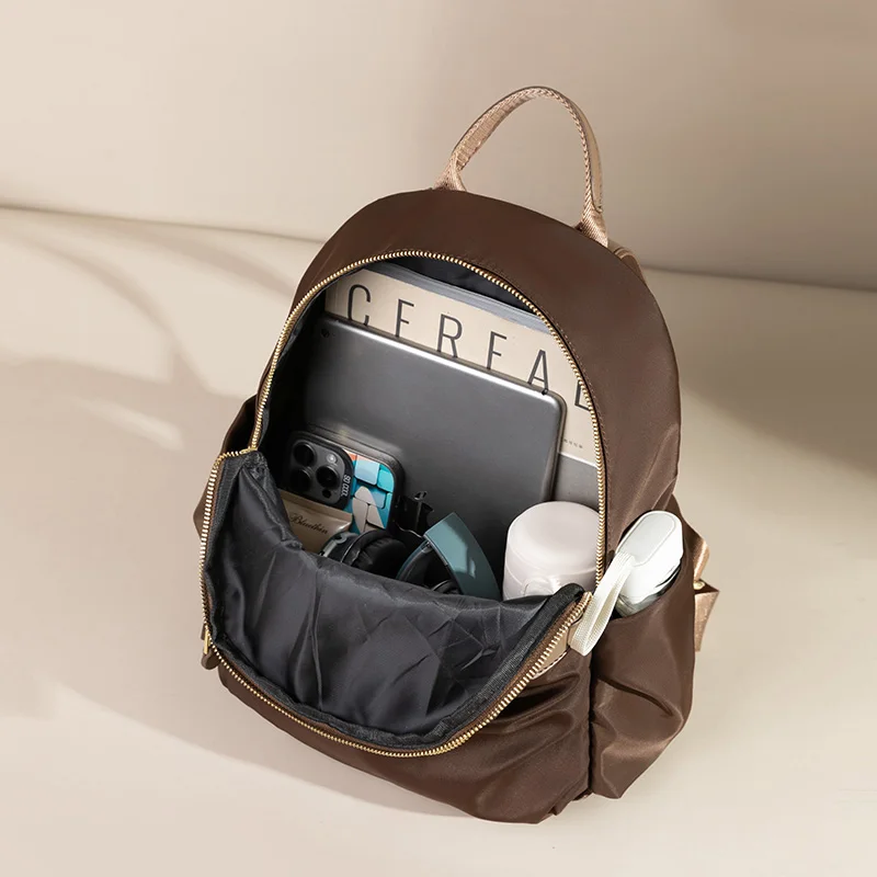 Female Back Bag Anti-theft Backpack Woman Casual Trend Aesthetic Bags Cofffee Color Dirt Resistant Canvas Bookbag Wear Resistant