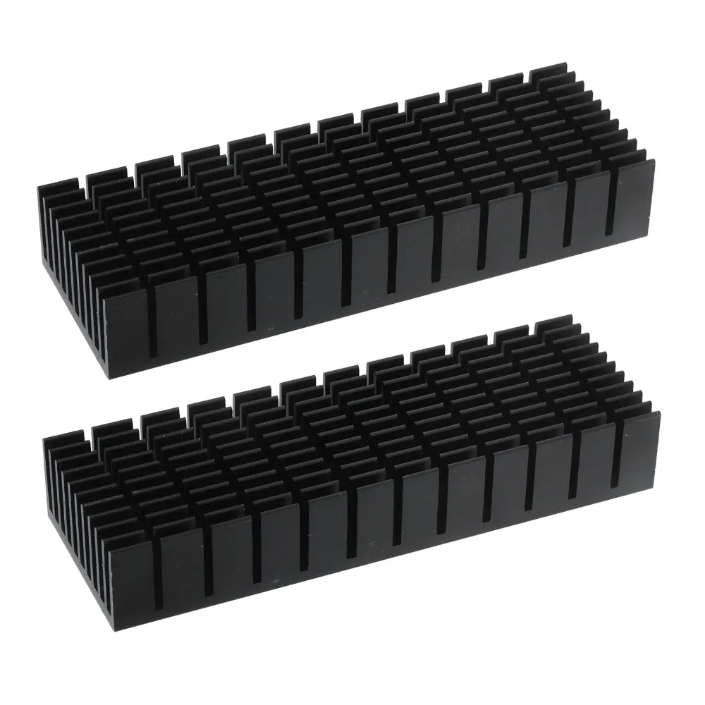 2Pcs 120*40*20mm Cooling Fins With Adhesive Slotted Design Aluminum Cooling Fins Black Aluminum Aluminum Power Radiator