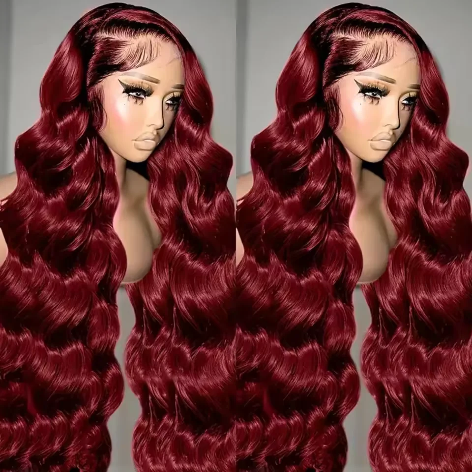 

99J Burgundy 13x6 Lace Front Wig Human Hair Wig Body Wave HD Lace Frontal Wigs Human Hair Pre Plucked 220 Density Wig For Women
