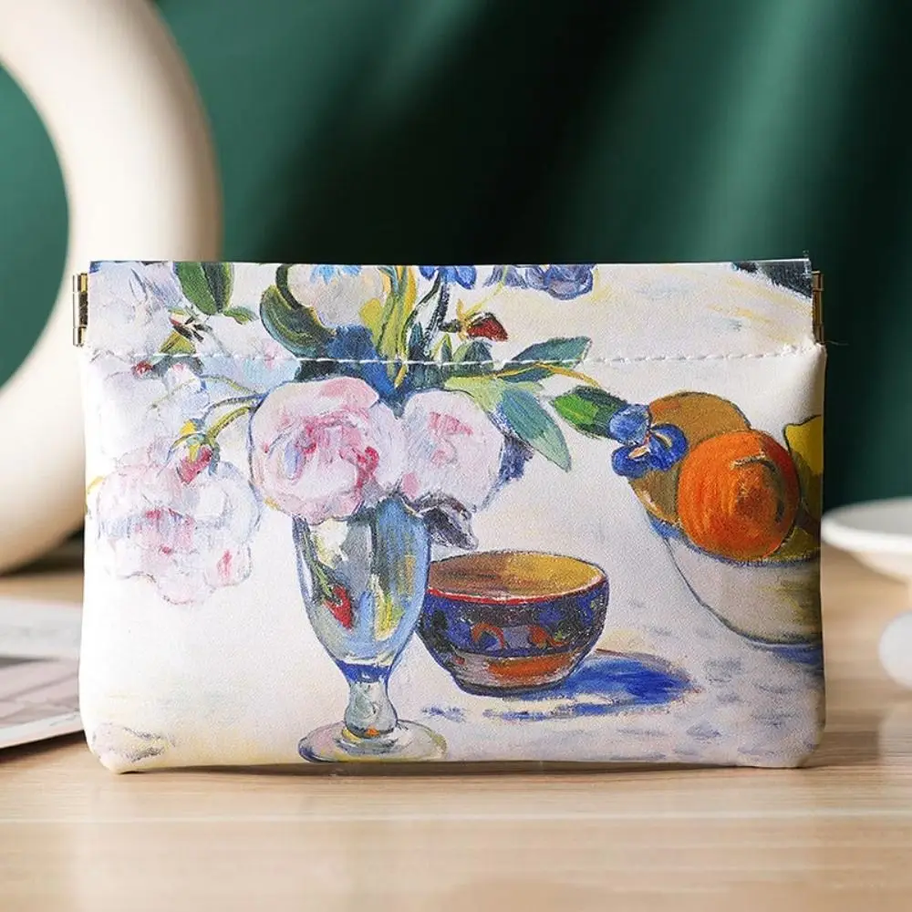 Fashion PU Coin Purses Waterproof Automatic Closing Mini Storage Bags Flower Bird Print Coin Pouch Travel