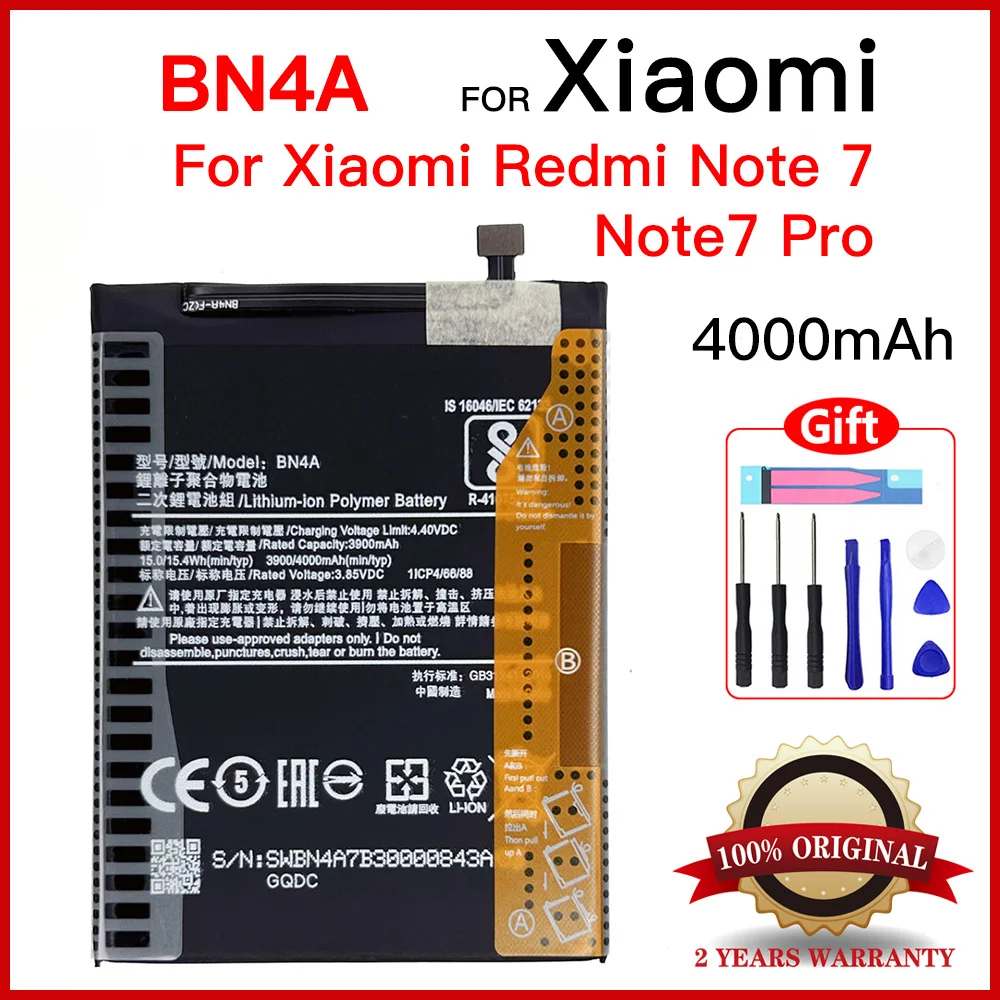 Genuine BN4A 4000mAh Battery For Xiaomi Redmi Note 7 Note 7 Pro M1901F7C High Quality Phone Replacement Batteries BN4A