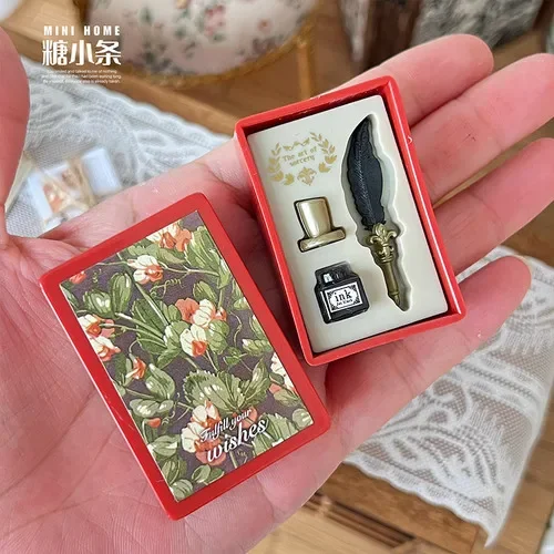 Dollhouse Miniature Envelope Fire Seal Mini Letter Paper Envelope Mini Wax Grain Mini Hand Book Seal Wax Dollhouse Decoration
