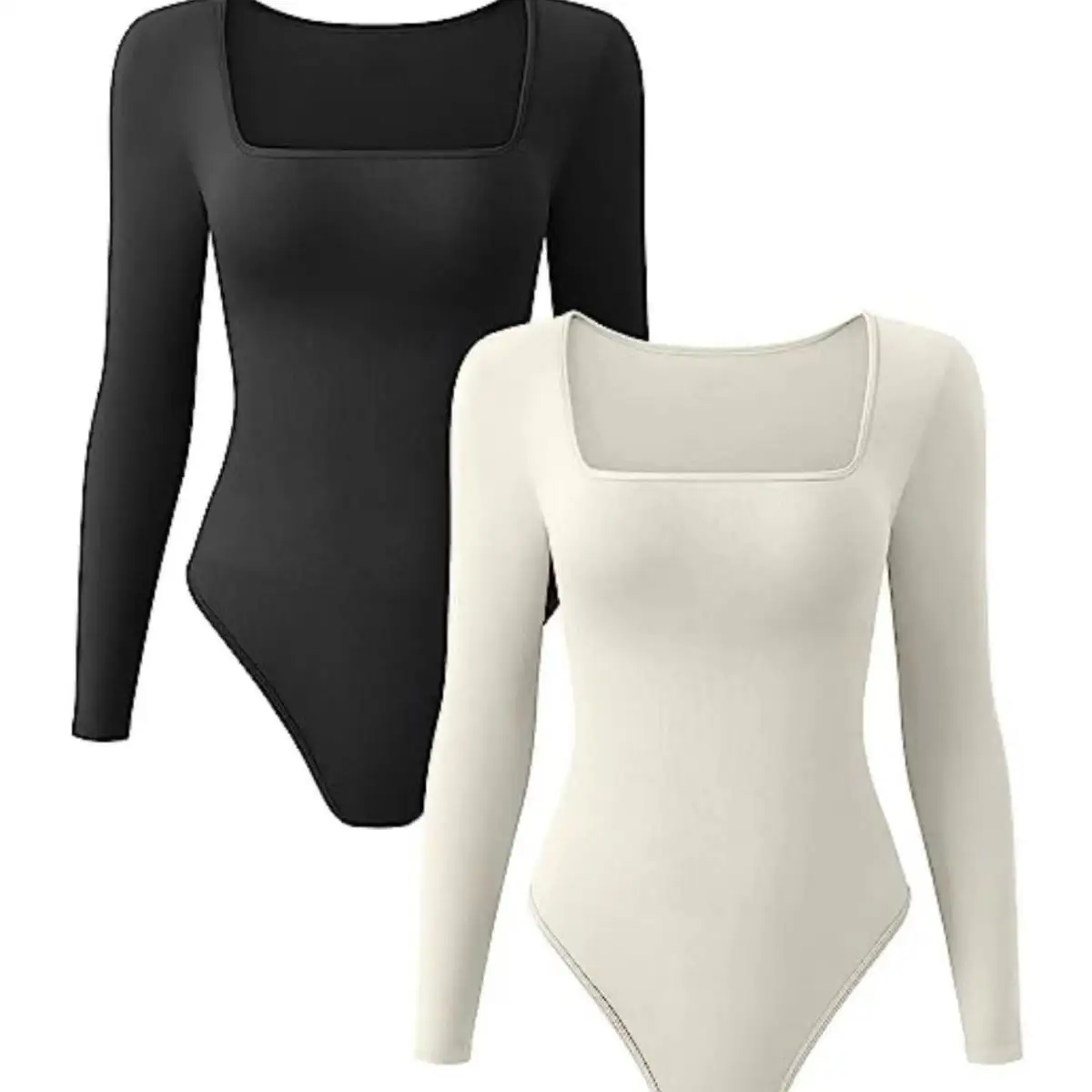 Sexy Slim Fit Long Sve  Suit Women's Square Collar Ribbed New Sle 2023 Cross Border High Waist ort Pants