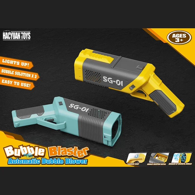Leuchtende automatische elektrische Seifenblasenpistole Gatlin Seifenblasenpistole Maschine Seifenblasen Magische Blase Badezimmer Outdoor-Spielzeug für Kinder