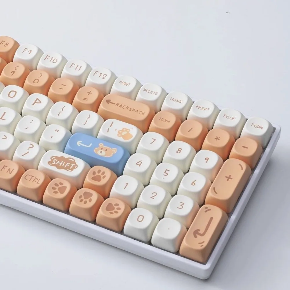 Imagem -04 - Pudim Urso Teclado Tema Conjunto Pequeno Conjunto Completo Bonito Marrom Keycaps Pbt Moa 21 61 87 104 108 Teclado Mecânico