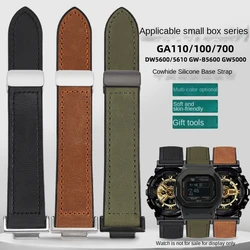 For Casio adapter refit bracelet small square DW5600 5610 G-5600E/U GW-B5600 5000 Gw-m5610 cowhide silicone strap watchband 16mm