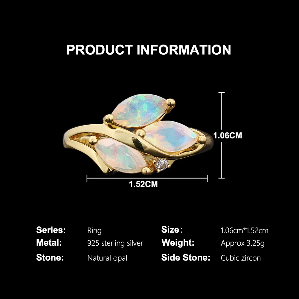 Colorful Natural Marquise 4*8mm Opal Ring for Women October Birthstone 925 Sterling Silver Fine Jewelry Anniversary Gift - view 4