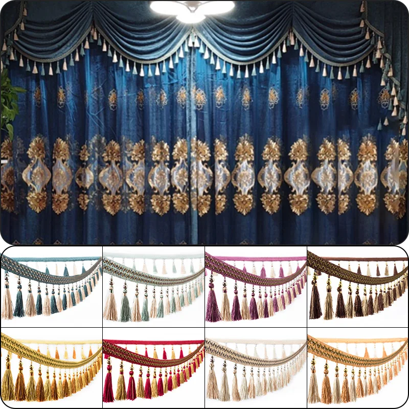 100cm Zweifarbige Quastenborte zum Aufhängen, Quasten-Spitzenbesatz, Nähzubehör, DIY, Europäischer Stil, Vorhangquaste, Tischdecke, Kissen
