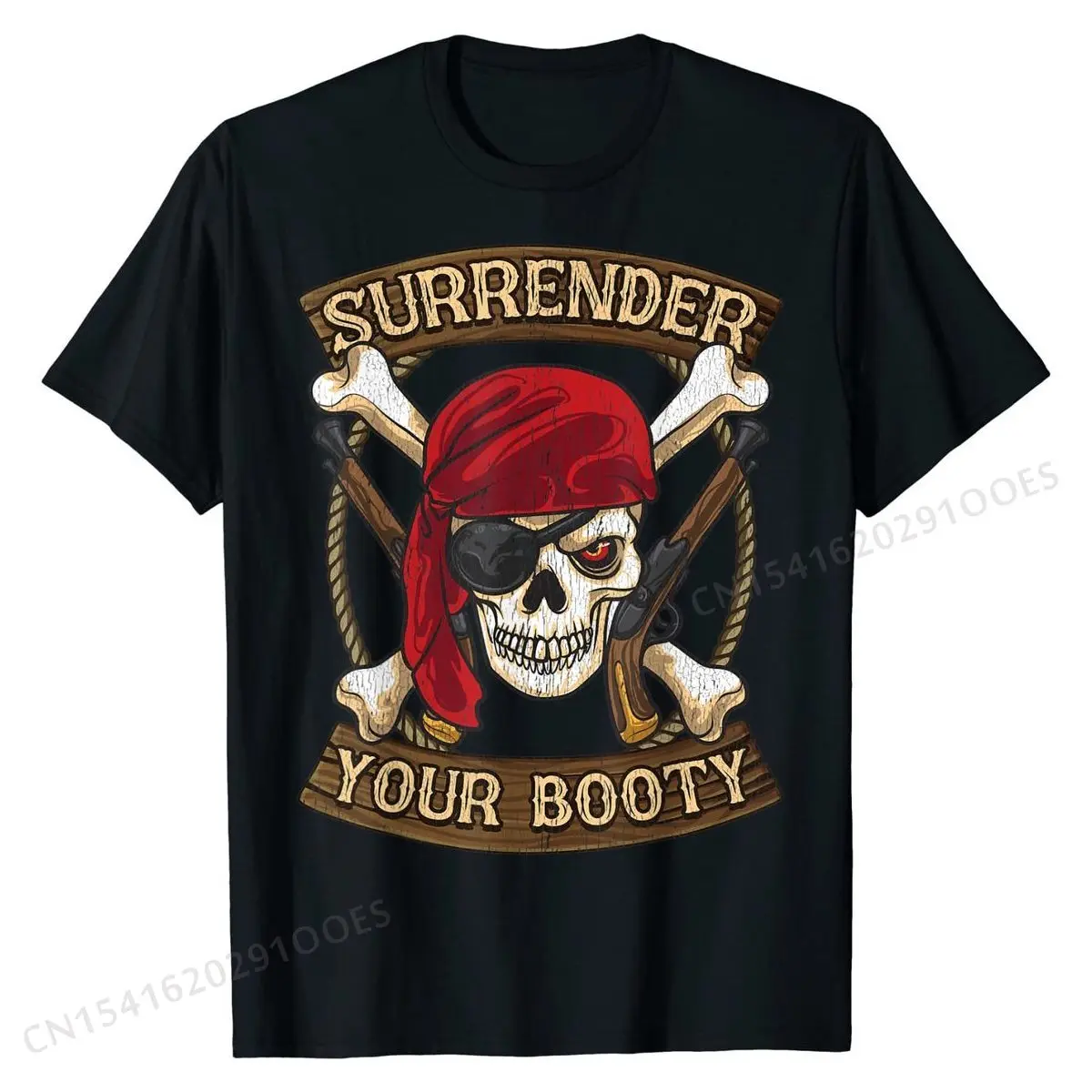 Talk Like A Pirate Day Surrender Your Booty T-Shirt Summer Adult T Shirt Hip Hop Cotton Tops Shirt Family