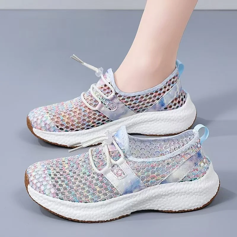 

Women Summer New Mesh Big Size Casual Sneaker Lightweight Breathable Soft Sole Non Slip Slip On Casual Walking Shoe Running Shoe