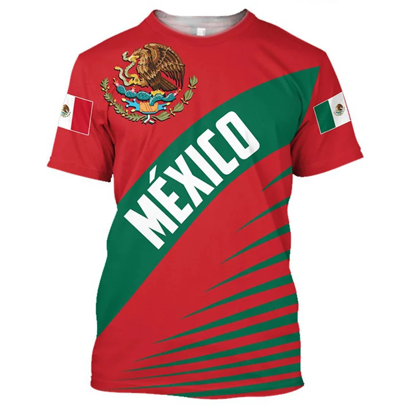 Mexico National Flag Print T Shirt For Men 3D Print Eagle Pattern Short Sleeve Oversized T-shirt O-neck Streetwear Tee Top