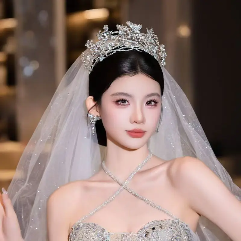 

Большой стиль, свадебная корона для волос, королевский головной убор для свадьбы, дня рождения, барокко, роскошная элегантная бабочка, аксессуар для конкурса красоты