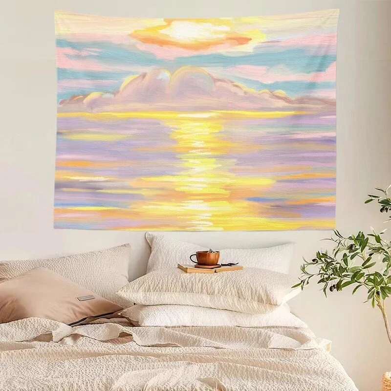 VIKAMA Pastel Sunset Sea Painting Tapestry Wall Hanging, 6 Designs, Wall Decor for Bedroom Living Room Dorm