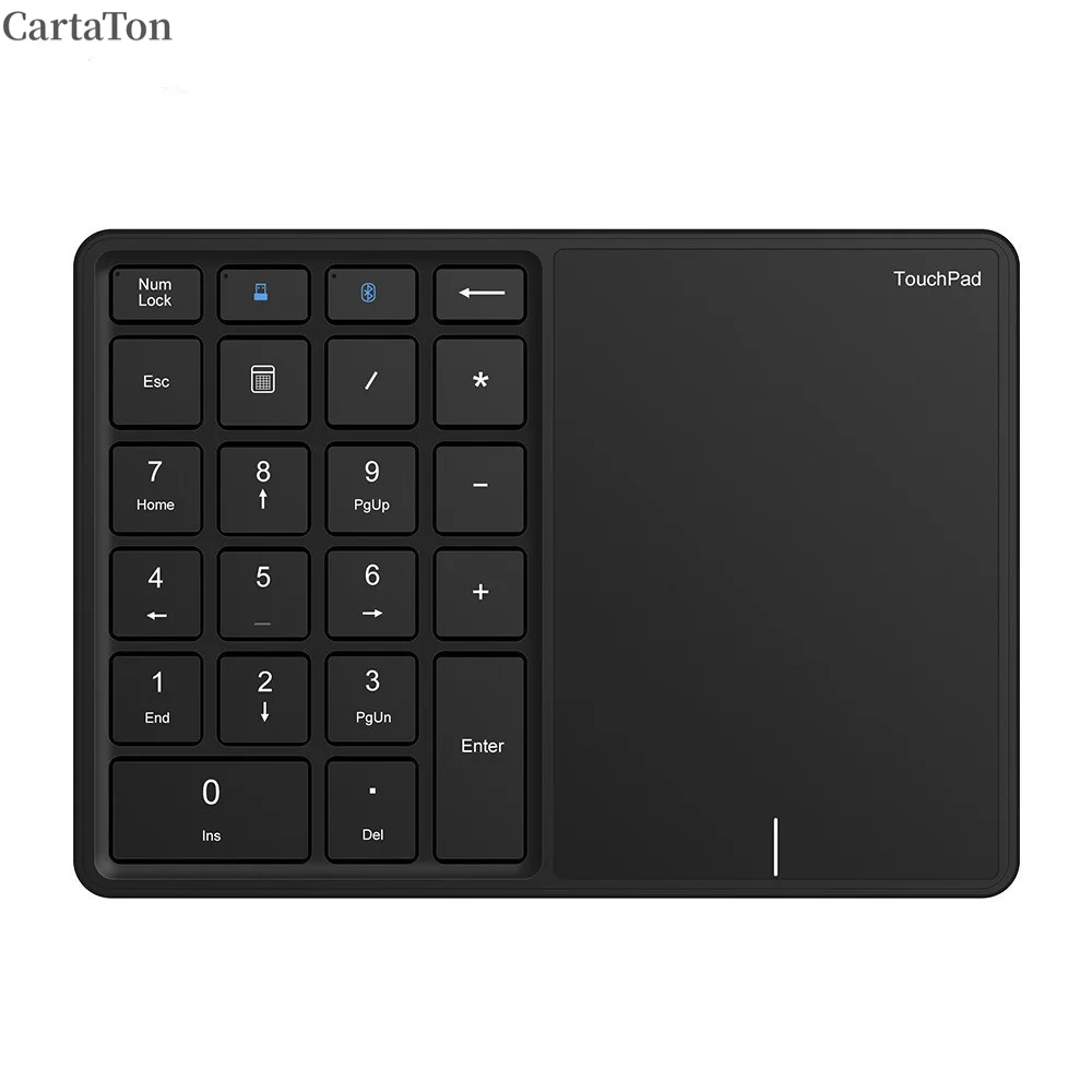 Slim Mini Size Keyboard USB Type C BT Wireless Rechargeable Numeric Keyboard with Touchpad and Numeric Keypad