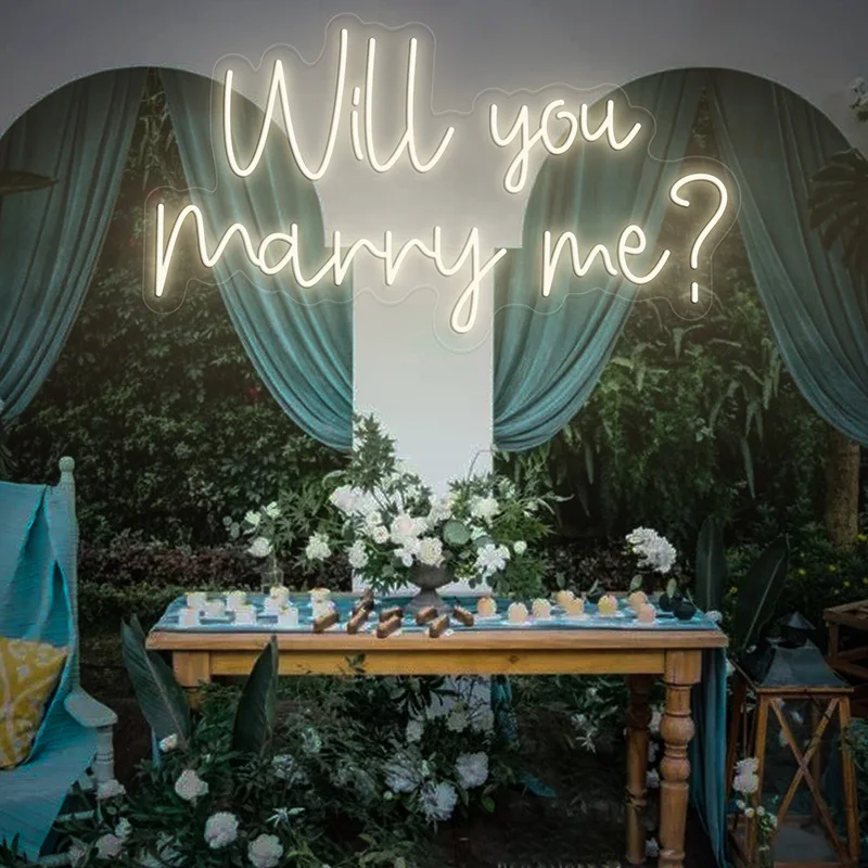 Will You Marry Me? Neon Sign Custom Personalized Gifts LED Neon Lights for Wedding Party Bedroom Home Decor Night Light Lamp