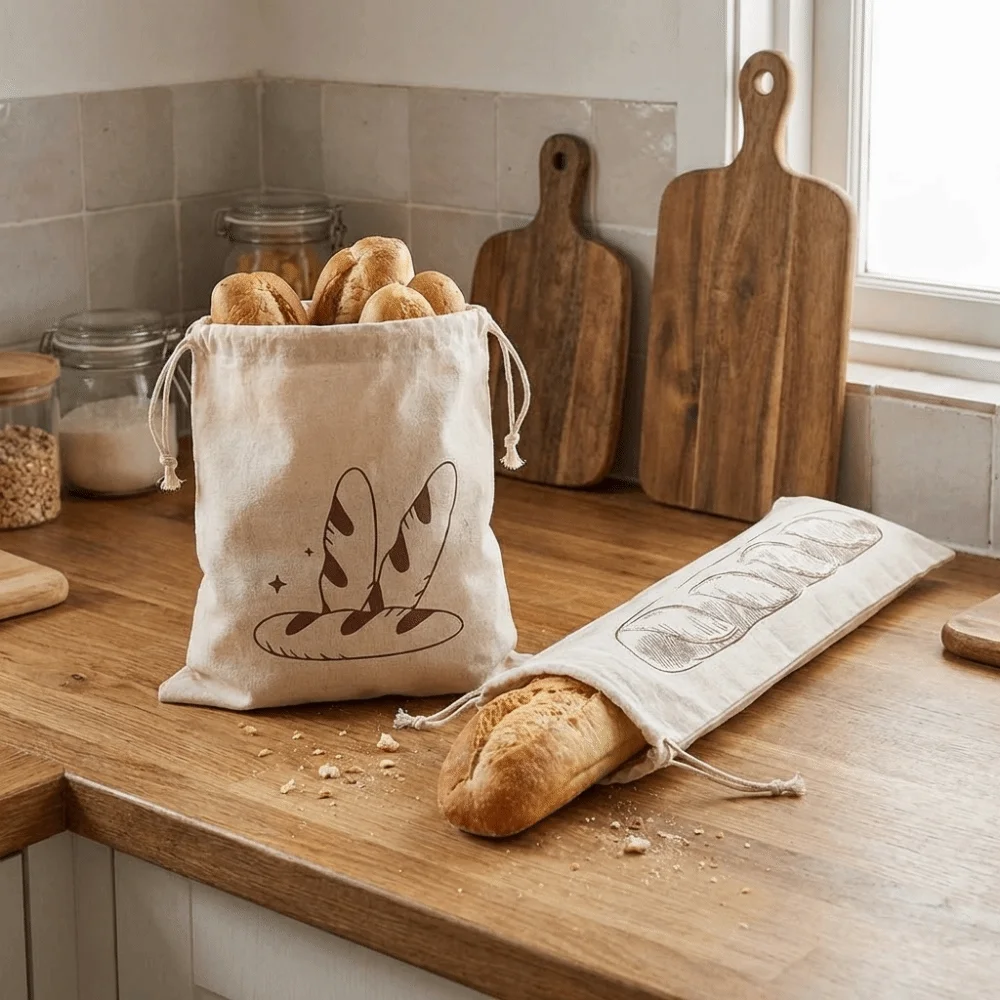 2 Buah Tas Roti Linen Besar Ra - Food Storage Reusable Bags ulasan dan harga