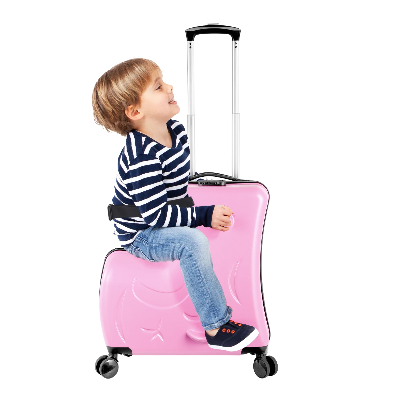 

22 Inch Portable Kids Travel Suitcase,Ride-On Luggage, with Password Lock and Durable Wheels for Summer Camps and Sleepovers
