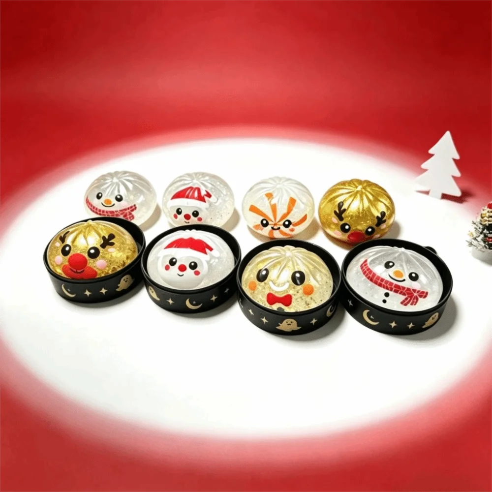 Steamed Bun Shape Christmas Dumpling Squishy Snowman Shape Christmas Steamed Bun Squishy New Year Santa Claus Reduce Pressure
