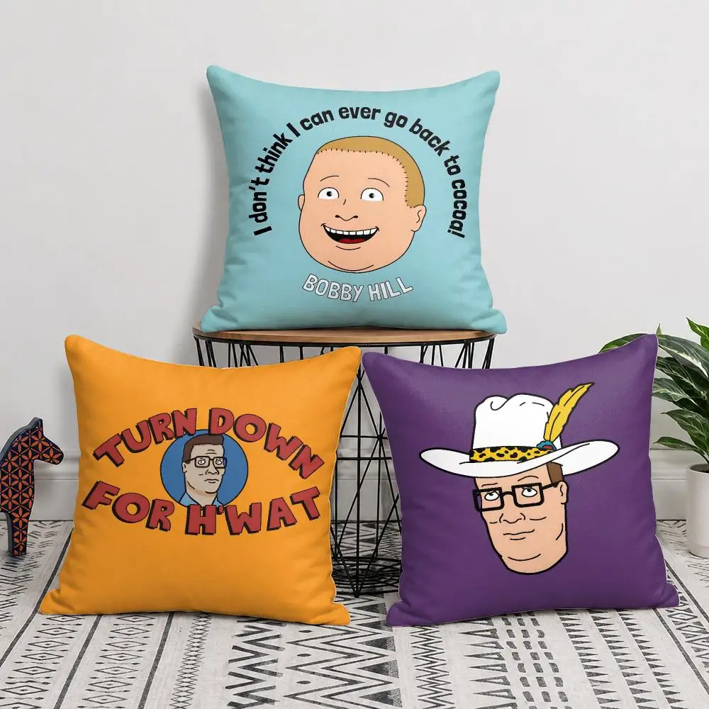 K-King of The H-Hill Cushion Cover Soft Short Plush Double-Sided Printing Home Decor Machine Washable Pillow Case Gift