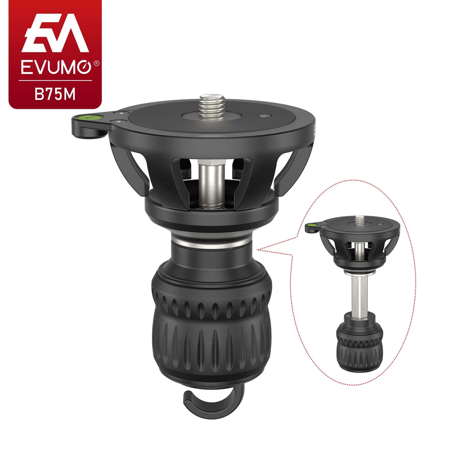 EVUMO 75mm Universal Bowl Tripod Adapter Retractable Half Ball Bowl Leveler Adapter for Tripod Ball Head Fluid Hydraulic Head