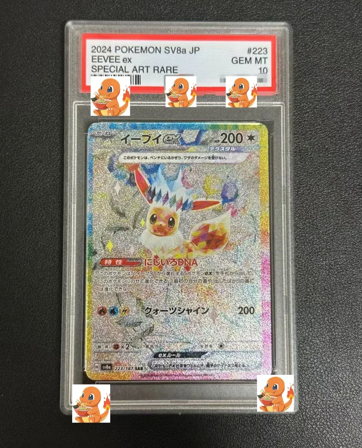 pokemon-diy-flareon-anime-ptcg-graded-collection-cards-s6a-eevee-heroes-gem-mt10points-version-holographic-label-kids-gift