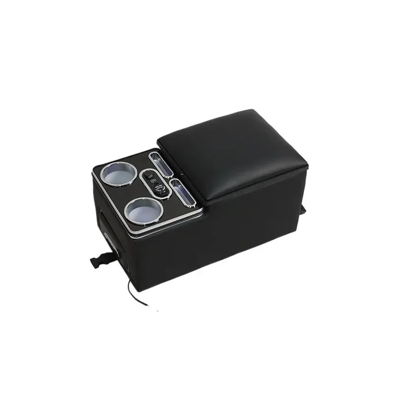 7-Color Mood Lighting Center Console Organizer Rear Armrest Back Bench Seat Storage Box For Car Minivan Van Truck