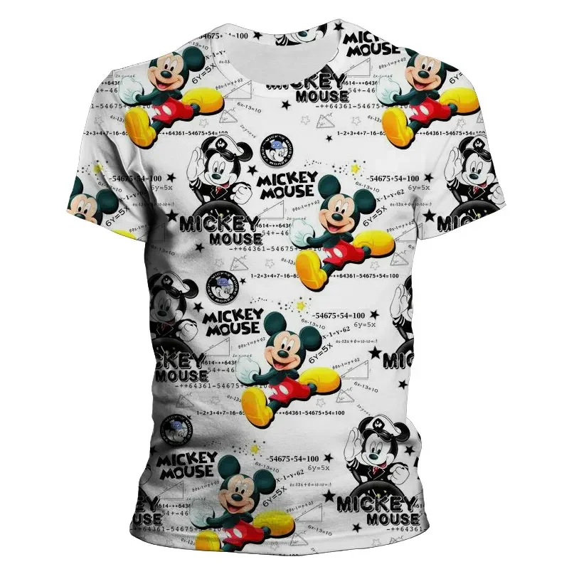 2024 Disney Mickey Mouse Men\'s 3d Print Tshirt Summer Short Sleeve Disney Clothing Cartoon Children Casual Tee Shirt Tops