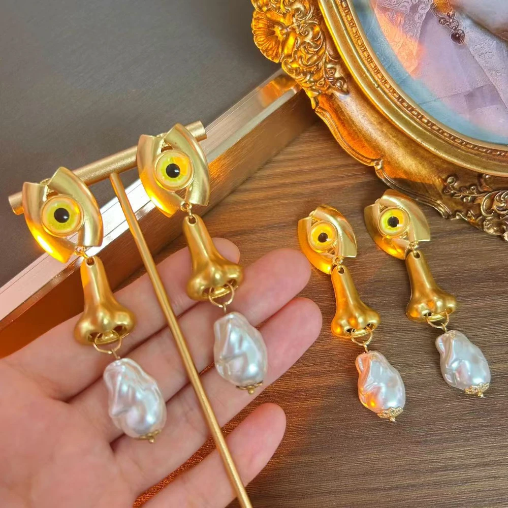 

European and American Fashion Trends Exaggerated Tassel Devil's Eye Nose Heavy Industry Niche Abstract Earrings Jewellery gift