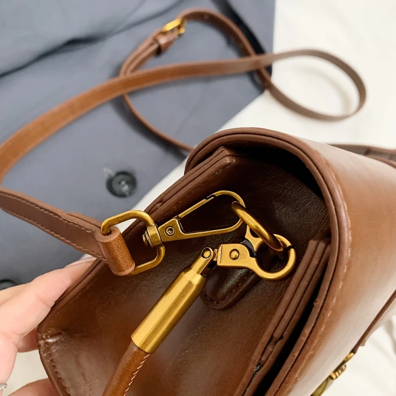 MOODS Retro Flap Crossbody Messenger Bags For Women PU Leather Pure Color Small Square Shoulder Bag Designer Handbag Luxury 2025