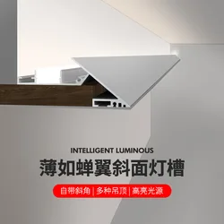 45 Degree Aluminum Led Profile Ultra-Thin 1M Embedded Top Corner Ceiling Gypsum Linear Lamp Wall Washing Indoor Reflective Lamp
