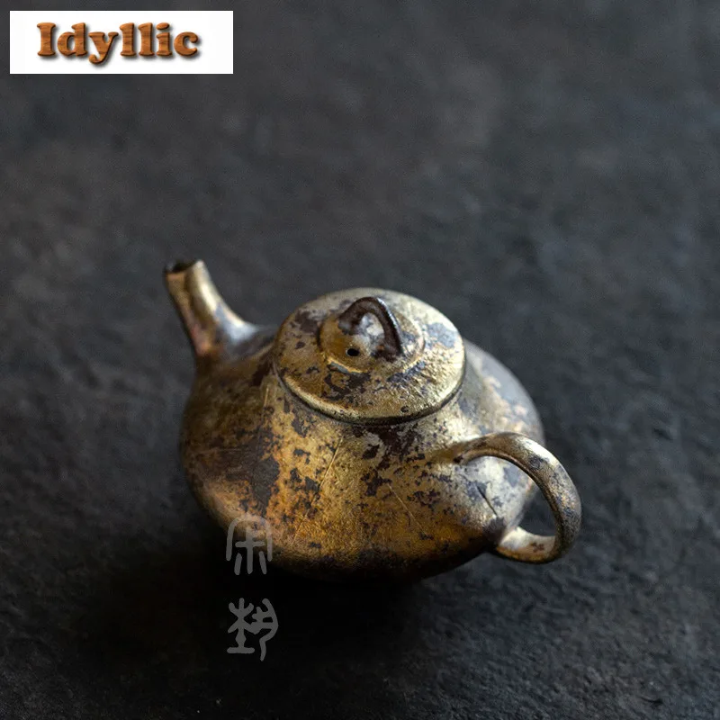 

110ml Gilt Golden Color Divine Lantern Teapot Traditional Tea Infuser Pot Tea Maker Kettle With Ball Hole Drinkware Ornaments
