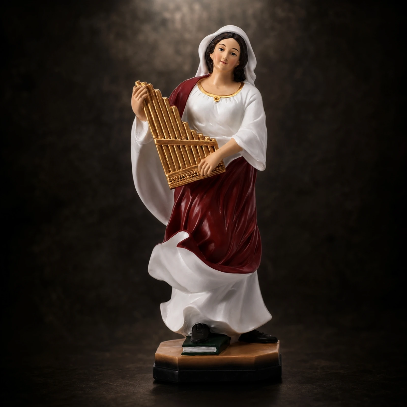 Musician Figurine Classical Figurine with Harp Statues Hand-Painted Sculptures Sculpted for Collectors, Display Cabinet