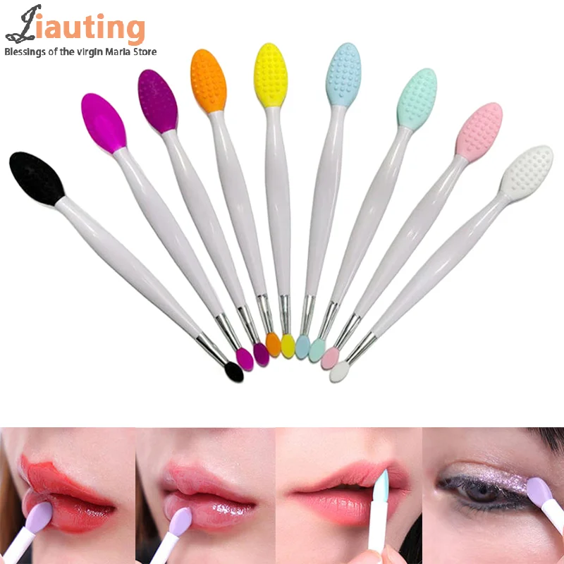 더블 헤드 실리콘 브러시 스킨 케어 립 각질 제거 페이셜 클렌징 페이스 스크럽 코 클린 브러시 립스틱 립밤 어플리케이터