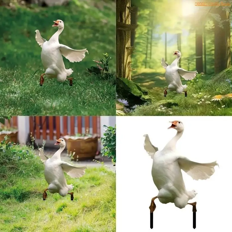 K1AE Elegant Geese Acrylic Yard Stakes Geese Garden Stakes with Acrylic Geese Statues for Unique Lawn and Yard Decors