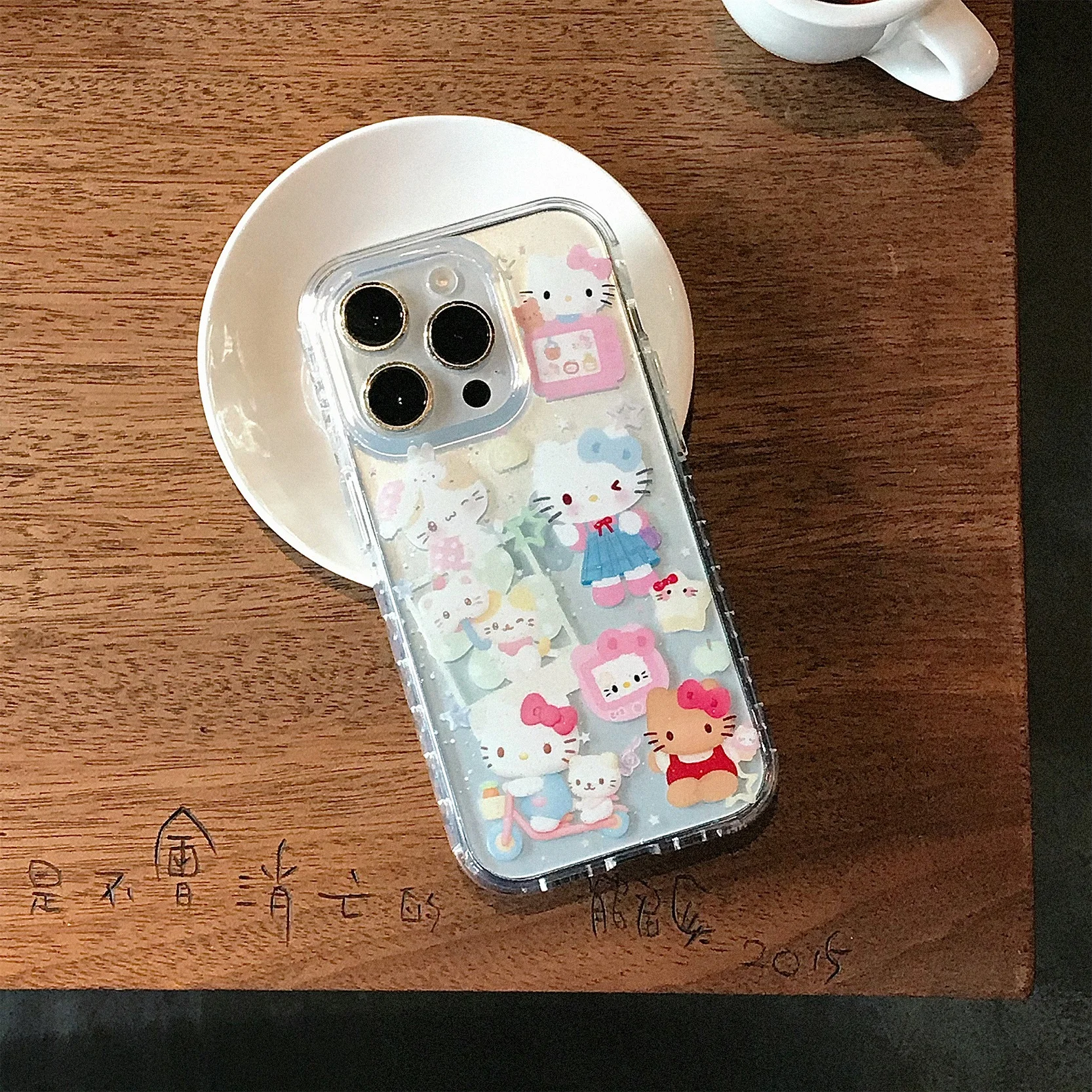 

Cute Cartoon Sanrio Hello Kitty Transparent Mobile Phone Case for IPhone 16ProMax 16Pro 16 15 14 13 ProMax Phone Case