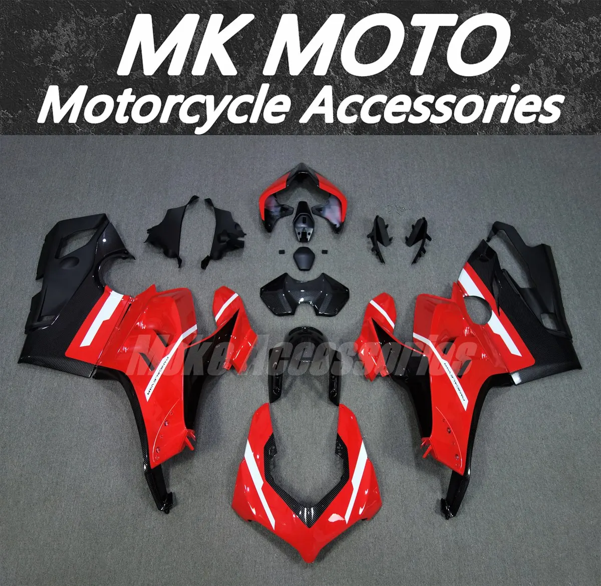 Moke moto Motorcycle Fairings Kit Fit For Panigale v4s v4r 2020 2021 Bodywork Set Abs Injection Red Black Carbon fiber pattern