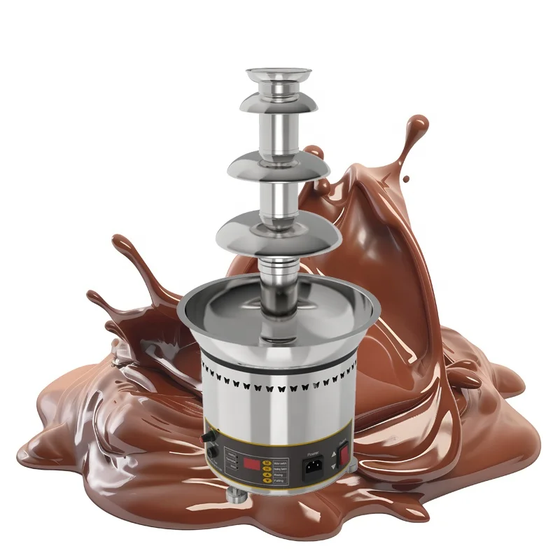 Electric Digital Display Four Layer Hot Chocolate Tempering Machine Chocolate Fountain for Wedding Banquet