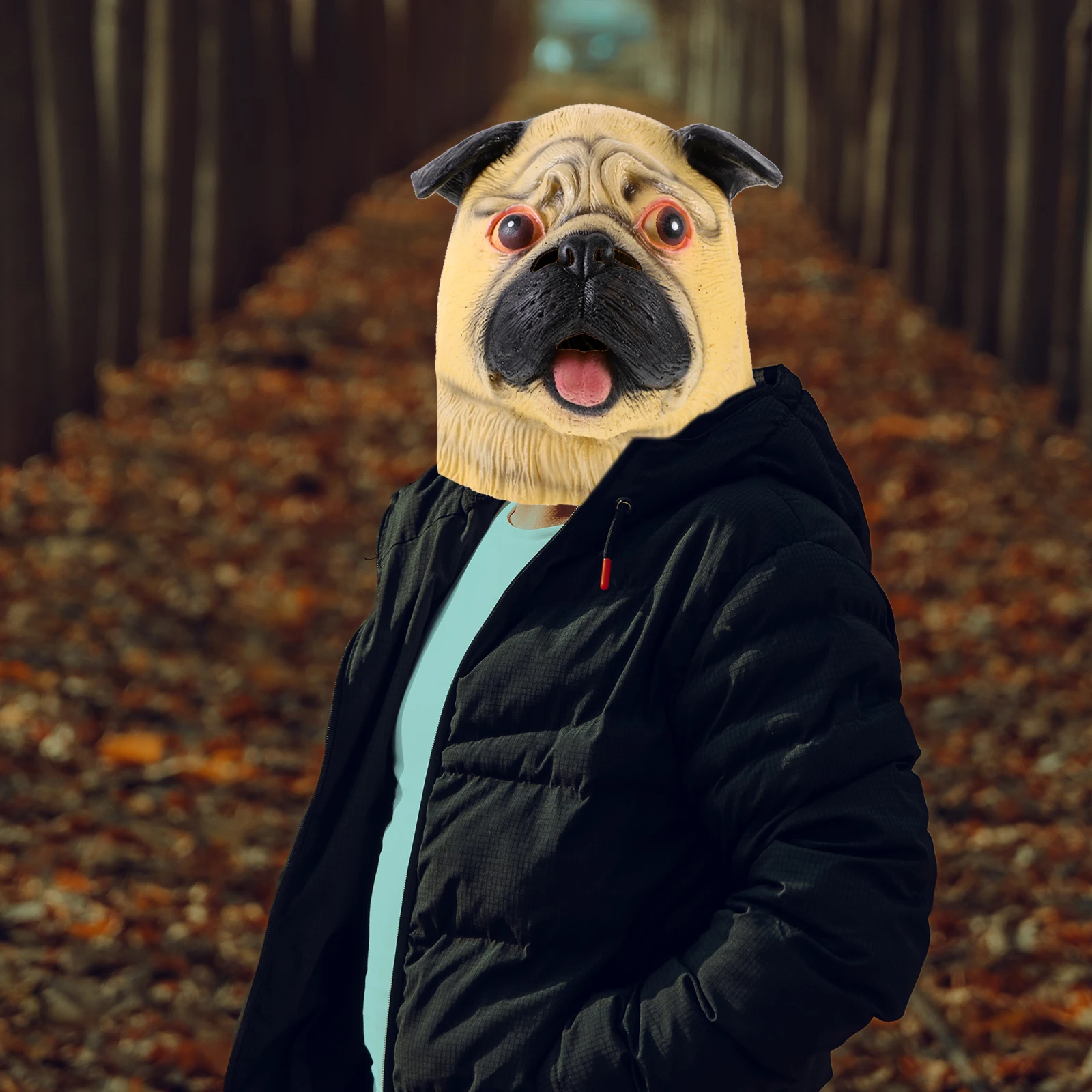 

Eco Friendly Natural Rubber Dog Mask Realistic 3D Design Breathable Halloween Masquerade Party Props Dog