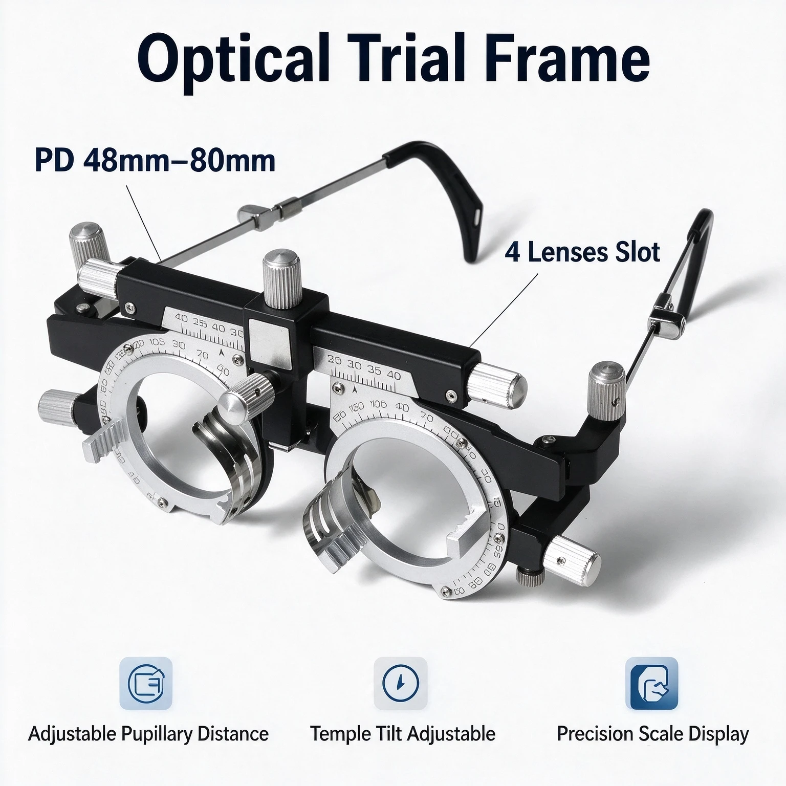 Professional optometry Trial Frame Metal Adjustable PD 48MM~80MM For Eyeglasses
