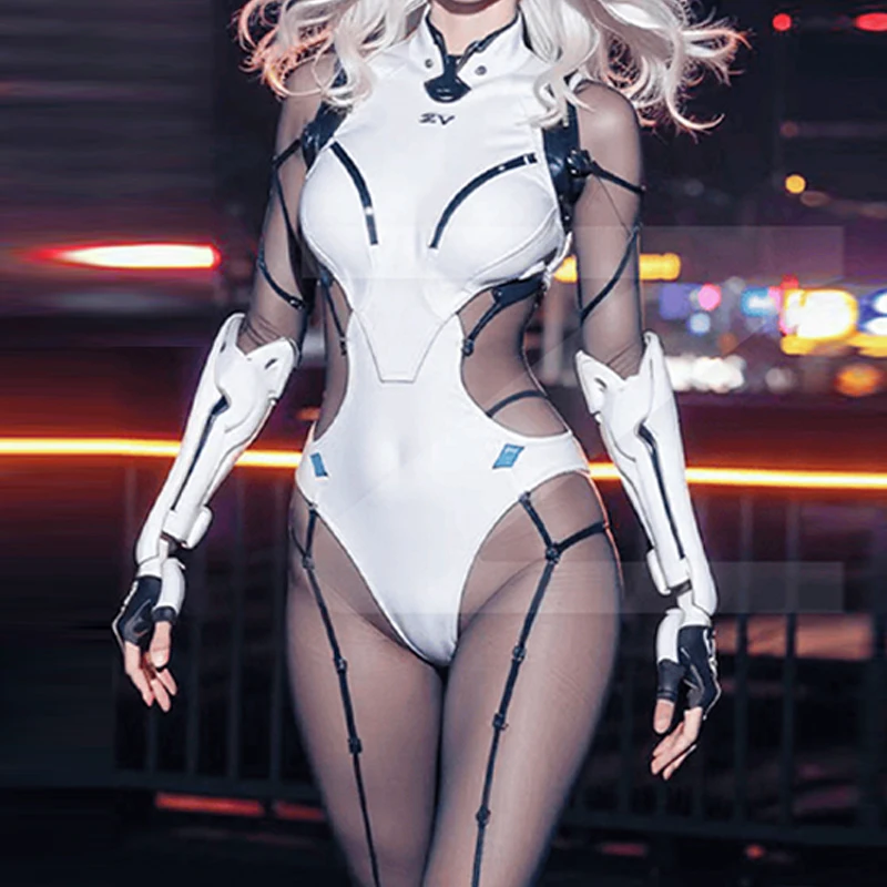 New AI Mechanical 3D Printing Future Female Warrior Music Festival Performance Dress GOGO Jazz Dance Show Stage Outfits XH675